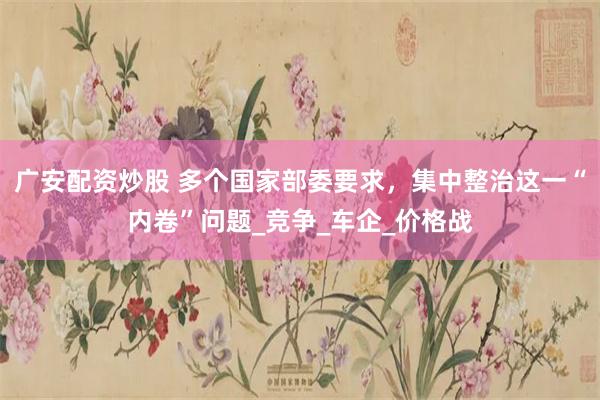 广安配资炒股 多个国家部委要求，集中整治这一“内卷”问题_竞争_车企_价格战