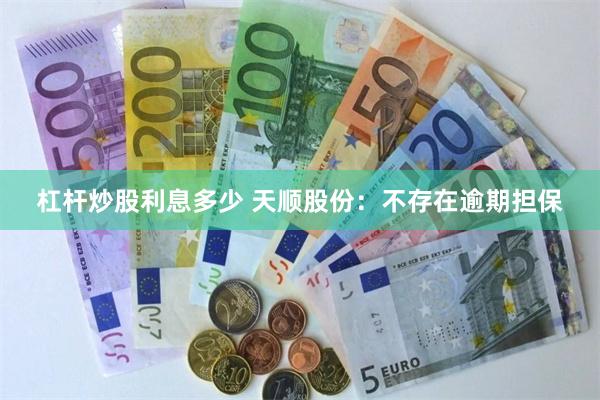 杠杆炒股利息多少 天顺股份：不存在逾期担保