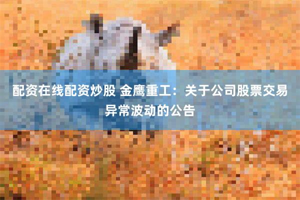 配资在线配资炒股 金鹰重工：关于公司股票交易异常波动的公告