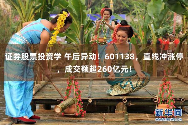 证券股票投资学 午后异动！601138，直线冲涨停，成交额超260亿元！