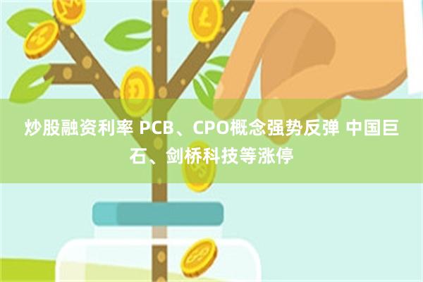 炒股融资利率 PCB、CPO概念强势反弹 中国巨石、剑桥科技等涨停